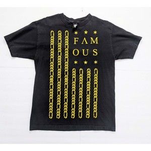 Famous Stars and Straps Shirt Men MED Black Short Sleeve Crew Neck Chains Logo